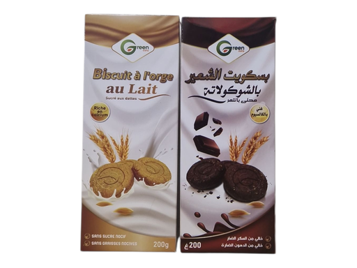 GREEN biscuit a l'orge au chocolat+lait 200g