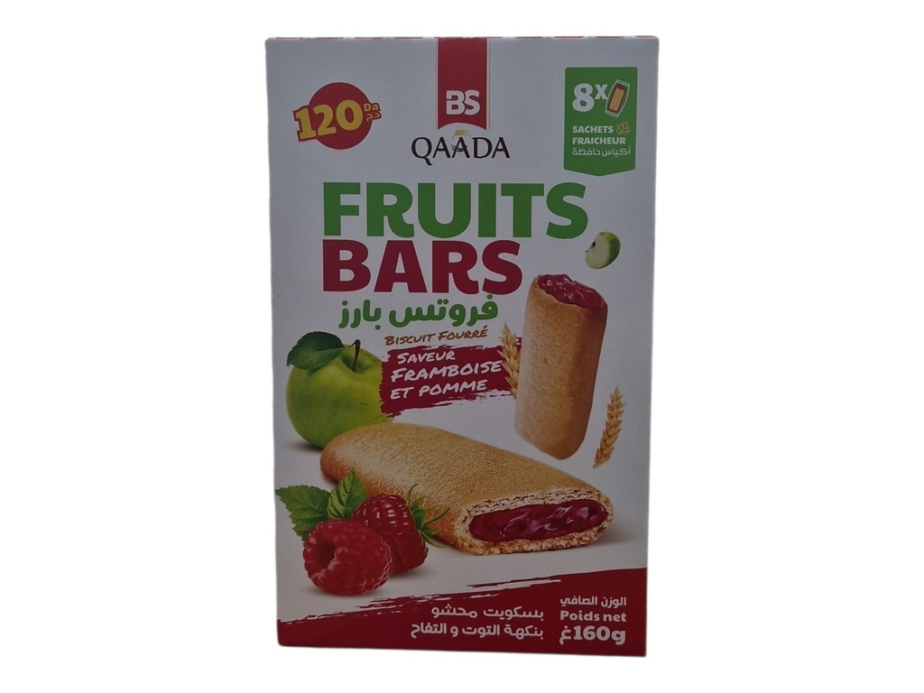 QAADA biscuit fruit bars framboise et pomme 160g