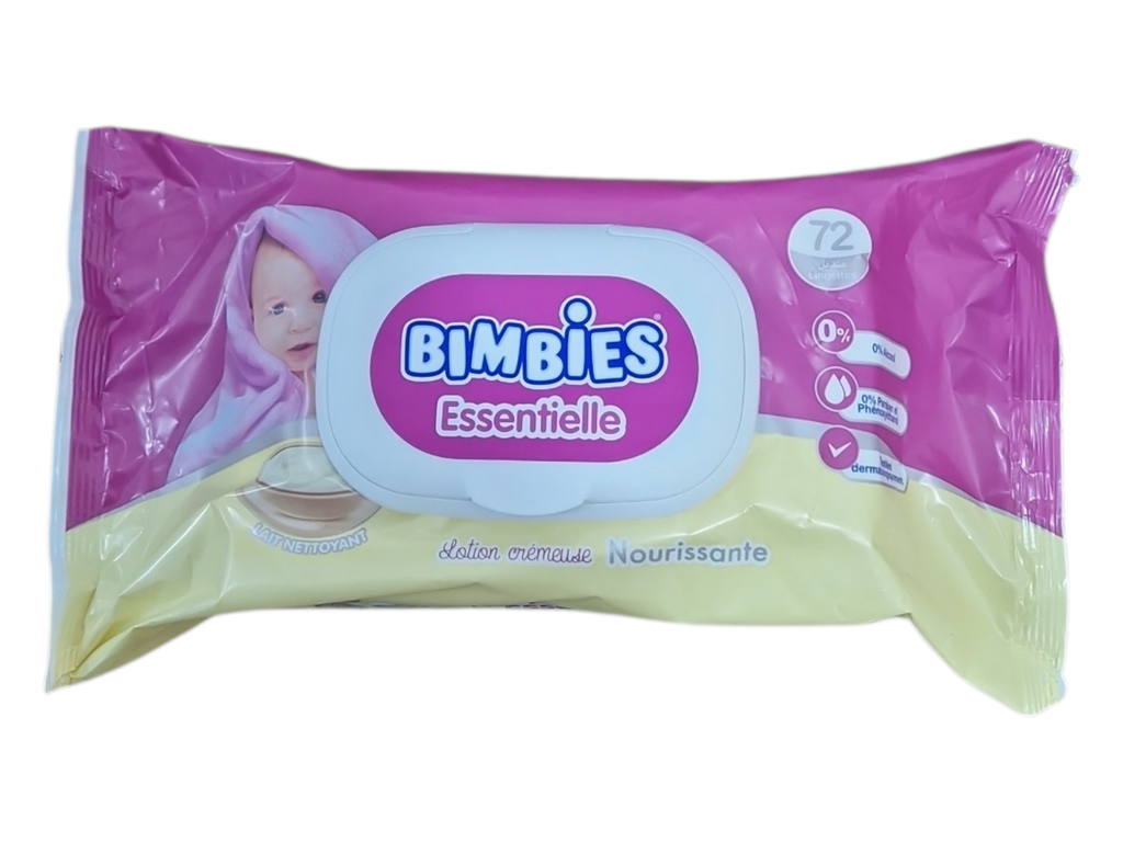 BIMBIES lingettes  bebe sensitive lait 72 p