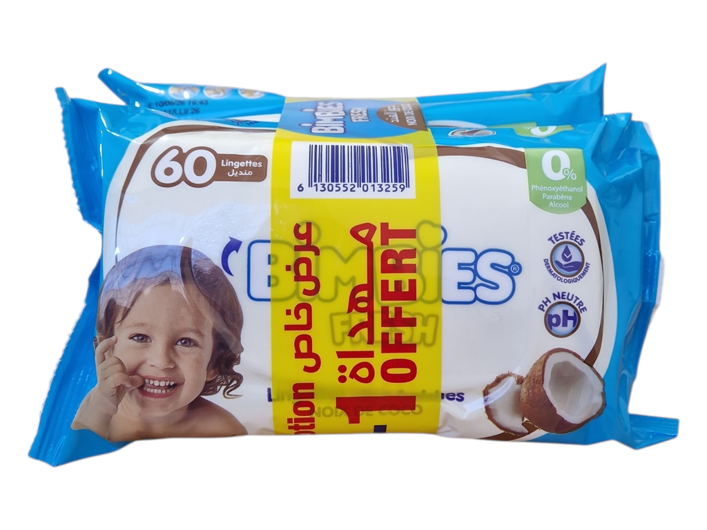 BIMBIES lingettes bebe coconut 60p*3