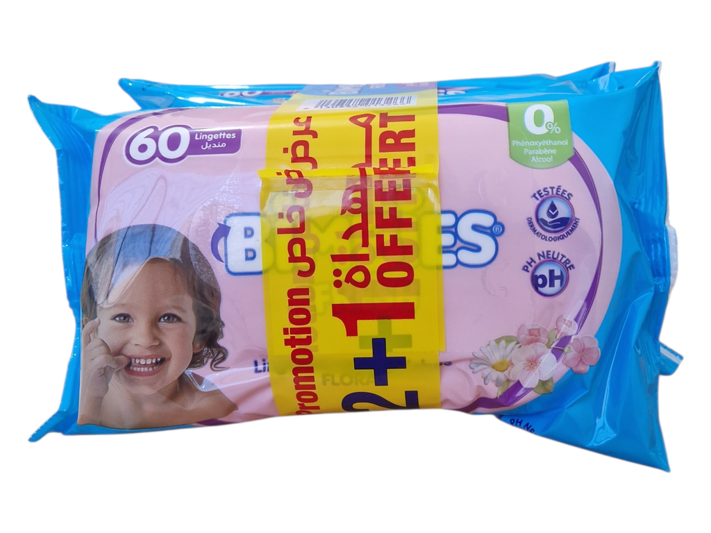 BIMBIES lingettes bebe rose 60p*3