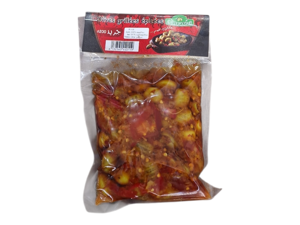 AMRAOUI mélange d'olives piquante rouge 200g
